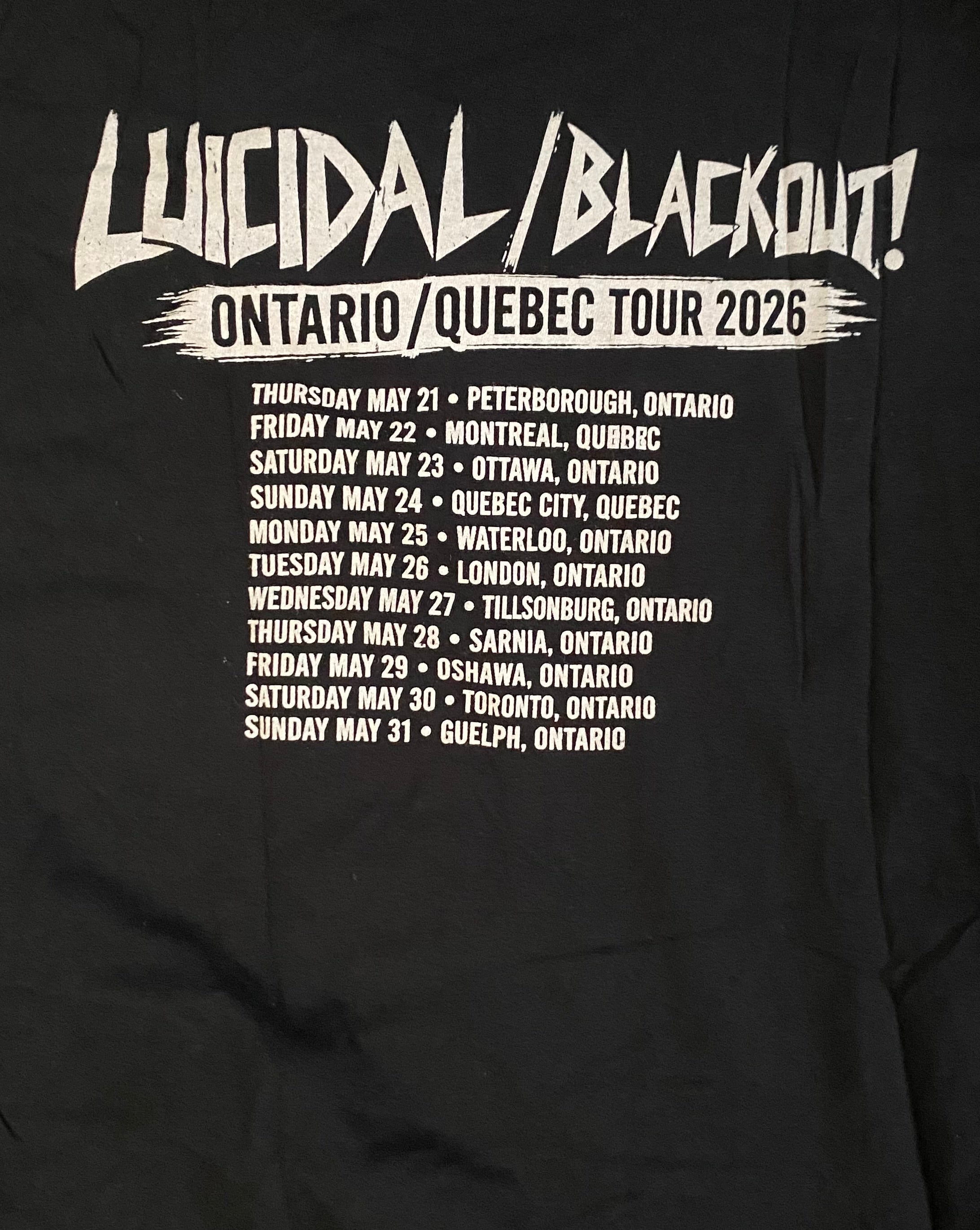 Luicidal/Blackout! 2026 Tour Tee